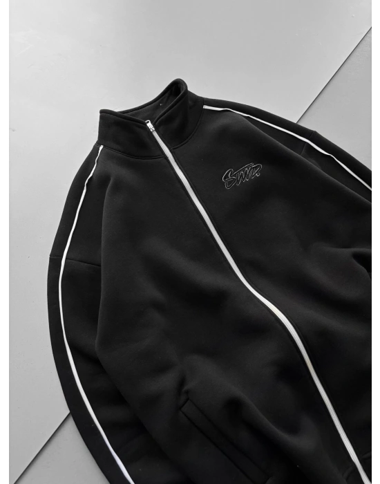 STW OVERSİZE KOL BİYELİ NAKIŞLI HIRKA SİYAH