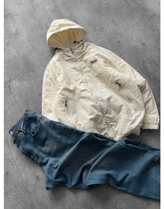 STW ÖZEL KUMAŞ OVERSİZE YAĞMURLUK KREM