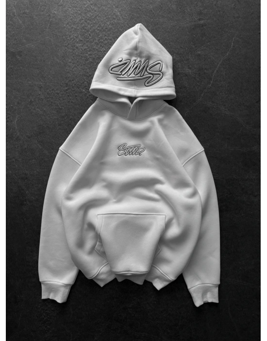 STW ŞAPKA DETAY 3 İPLİK PAMUKLU KUMAŞ SWEAT BEYAZ