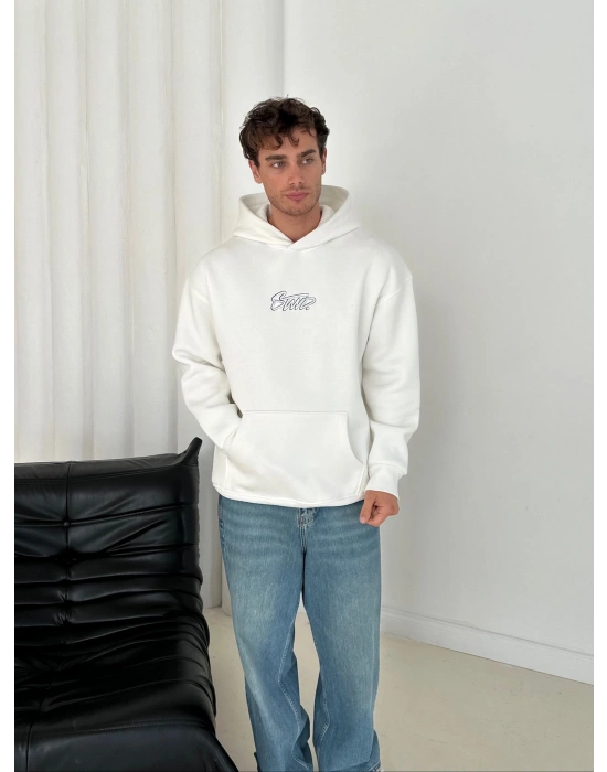 STW ŞAPKA DETAY 3 İPLİK PAMUKLU KUMAŞ SWEAT BEYAZ