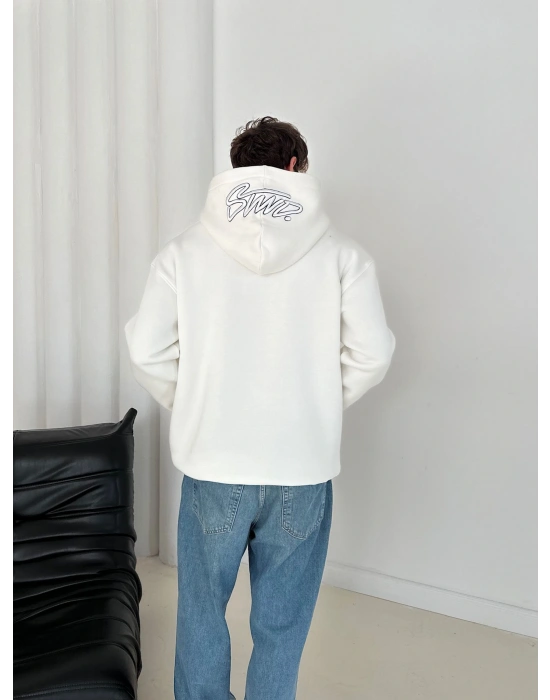 STW ŞAPKA DETAY 3 İPLİK PAMUKLU KUMAŞ SWEAT BEYAZ