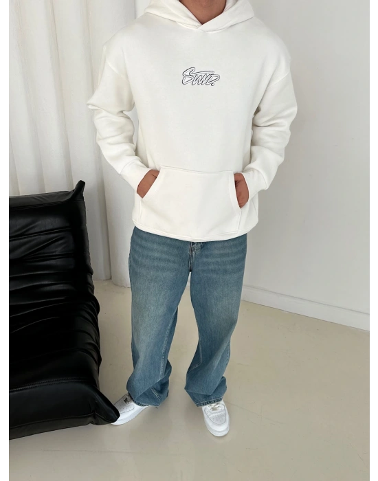 STW ŞAPKA DETAY 3 İPLİK PAMUKLU KUMAŞ SWEAT BEYAZ