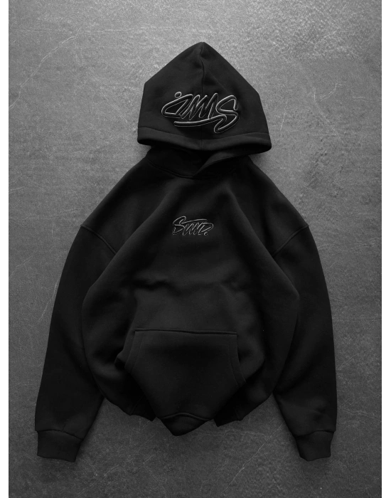 STW ŞAPKA DETAY 3 İPLİK PAMUKLU KUMAŞ SWEAT SİYAH