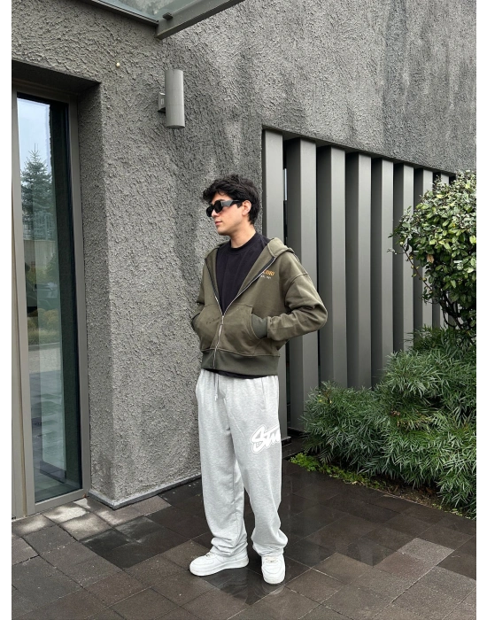 STW YAN BÜYÜK PUNTO 2 İPLİK PAÇA LASTİKLİ EŞOFMAN ALTI GRİ