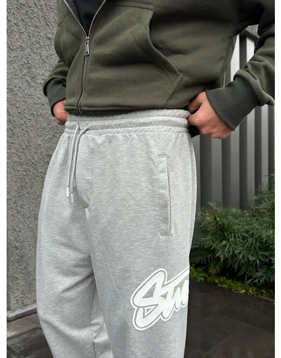 STW YAN BÜYÜK PUNTO 2 İPLİK PAÇA LASTİKLİ EŞOFMAN ALTI GRİ