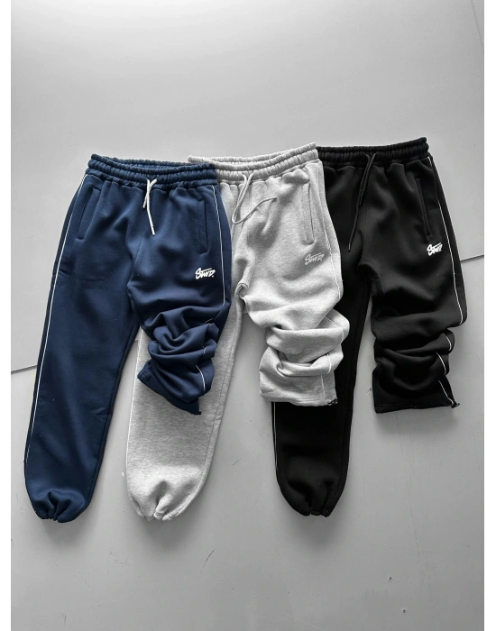 STW YANDAN BİYELİ PAÇA LASTİK 3 İPLİK PAMUKLU KUMAŞ EŞOFMAN ALTI