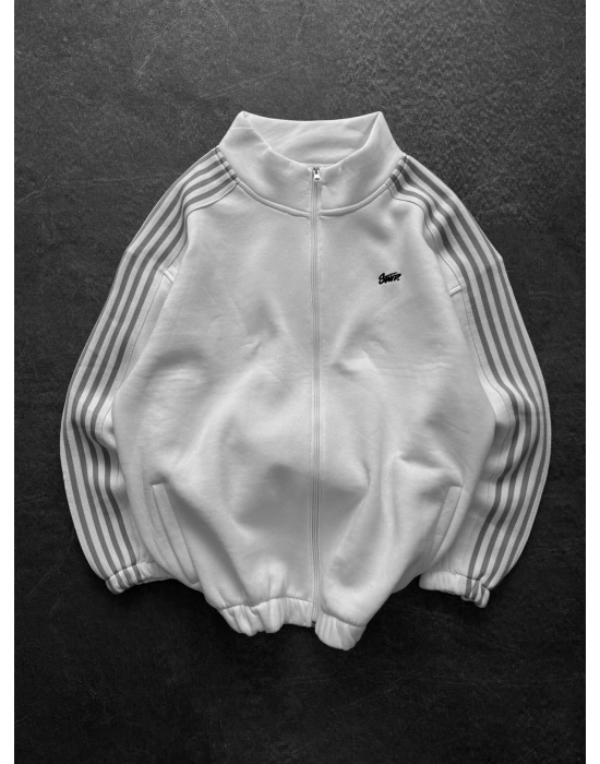 STW YANLAR FULL ŞERİT OVERSİZE HIRKA BEYAZ