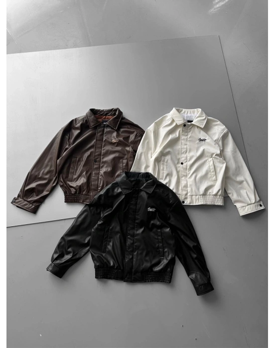 STWD ÇITÇITLI DERİ CEKET BEYAZ