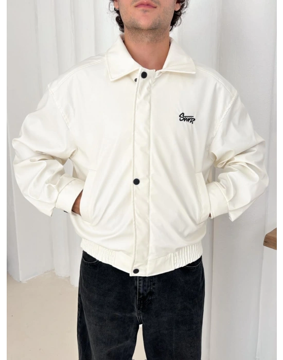 STWD ÇITÇITLI DERİ CEKET BEYAZ