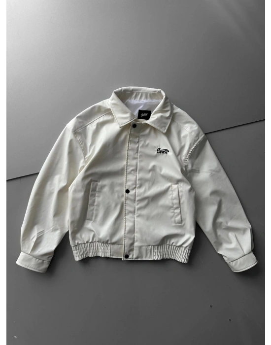 STWD ÇITÇITLI DERİ CEKET BEYAZ