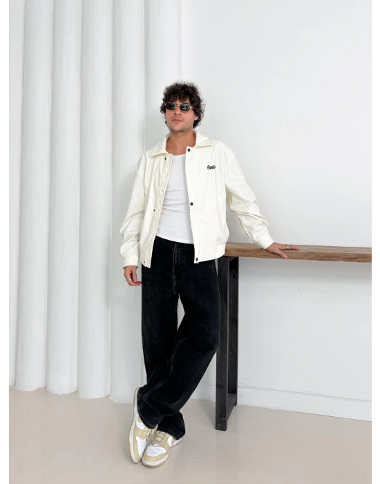 STWD ÇITÇITLI DERİ CEKET BEYAZ