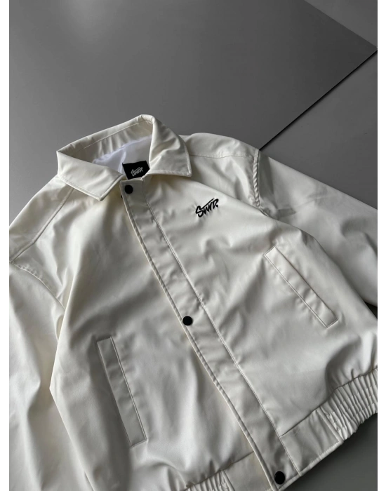 STWD ÇITÇITLI DERİ CEKET BEYAZ