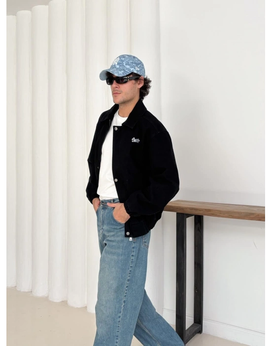 STWD CROP KOT CEKET SİYAH