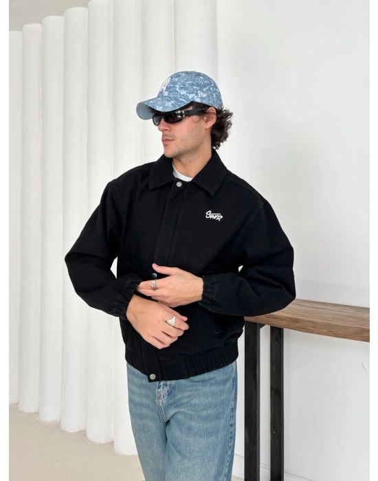 STWD CROP KOT CEKET SİYAH