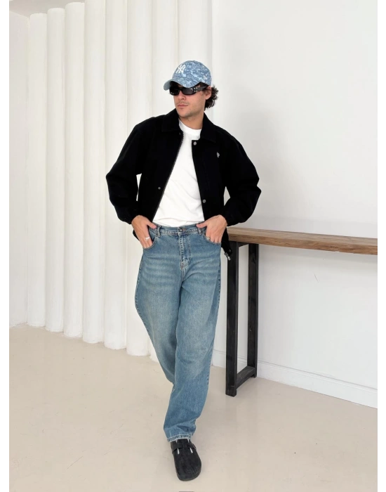 STWD CROP KOT CEKET SİYAH