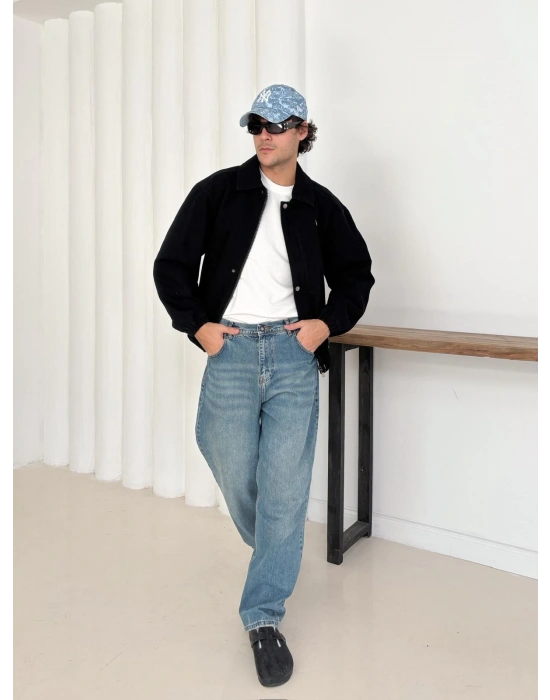 STWD CROP KOT CEKET SİYAH