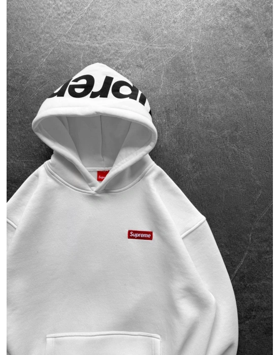 SUP BASKI 3 İPLİK PAMUKLU KUMAŞ OVERSİZE SWEAT BEYAZ