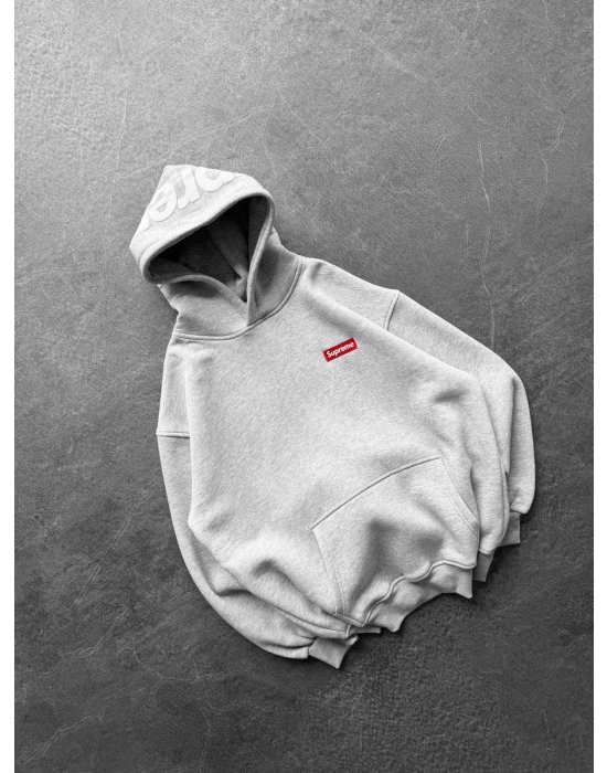 SUP BASKI 3 İPLİK PAMUKLU KUMAŞ OVERSİZE SWEAT GRİ