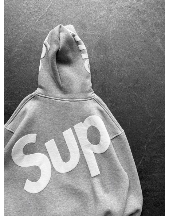 SUP BASKI 3 İPLİK PAMUKLU KUMAŞ OVERSİZE SWEAT GRİ