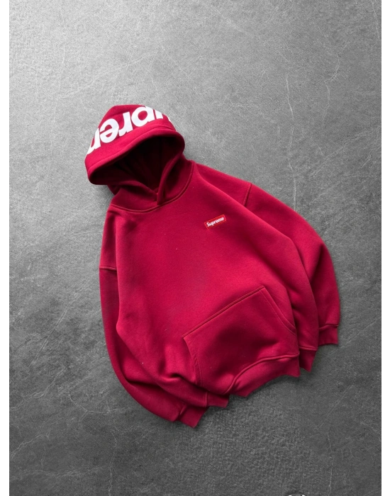 SUP BASKI 3 İPLİK PAMUKLU KUMAŞ OVERSİZE SWEAT KIRMIZI