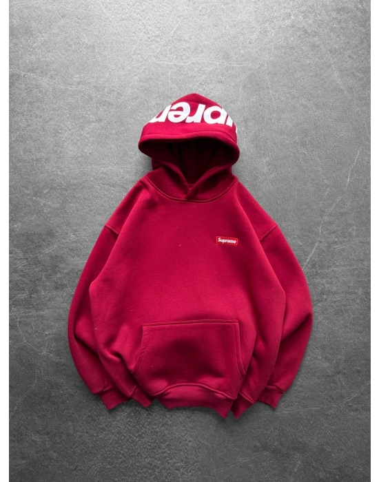 SUP BASKI 3 İPLİK PAMUKLU KUMAŞ OVERSİZE SWEAT KIRMIZI