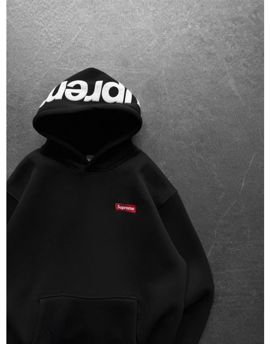 SUP BASKI 3 İPLİK PAMUKLU KUMAŞ OVERSİZE SWEAT SİYAH