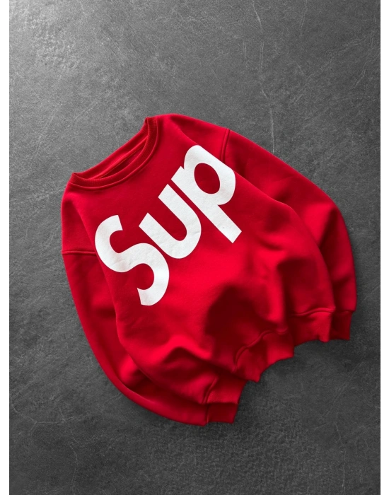 SUP BOXY KALIP 3 İPLİK PAMUKLU SWEAT KIRMIZI