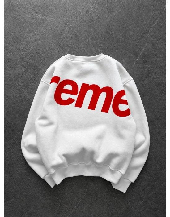 SUP BOXY KALIP 3 İPLİK PAMUKLU SWEAT BEYAZ