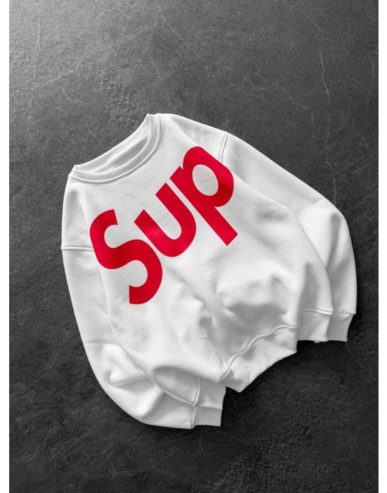 SUP BOXY KALIP 3 İPLİK PAMUKLU SWEAT BEYAZ