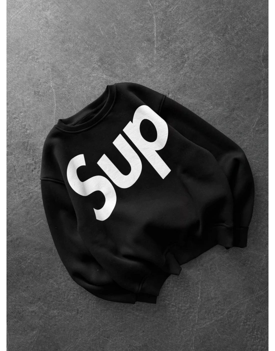 SUP BOXY KALIP 3 İPLİK PAMUKLU SWEAT SİYAH