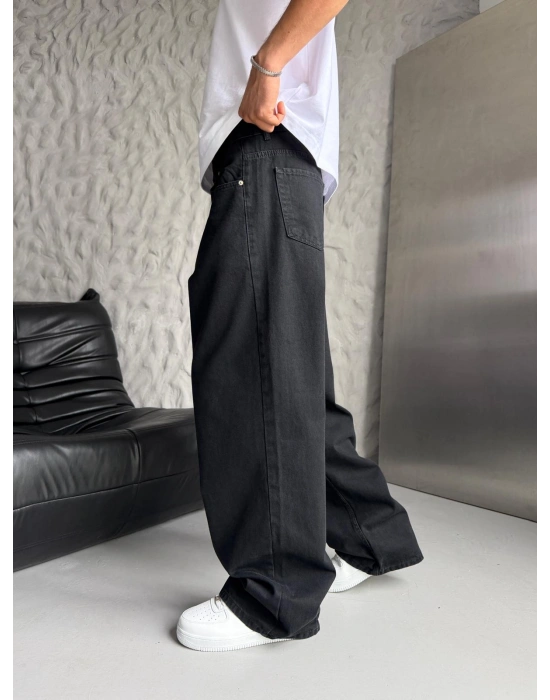 SÜPER BAGGY DÜZ KOT PANTOLON SİYAH