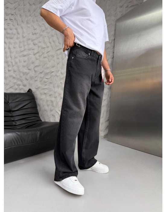 SÜPER BAGGY FULARLI KOT PANTOLON SİYAH