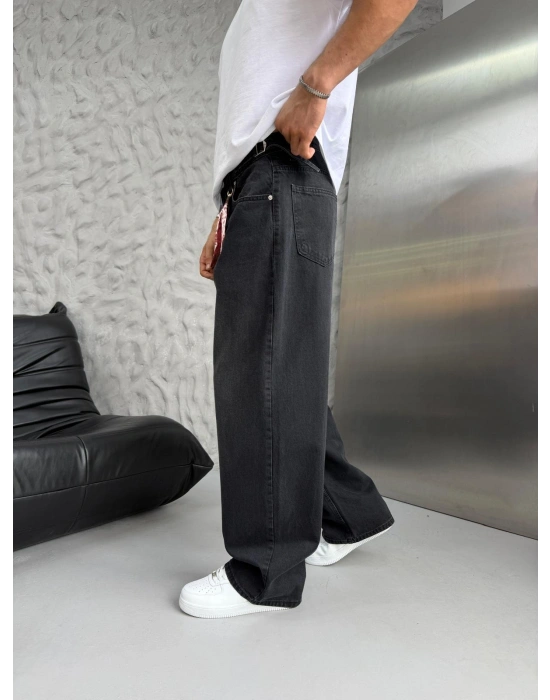 SÜPER BAGGY FULARLI KOT PANTOLON SİYAH