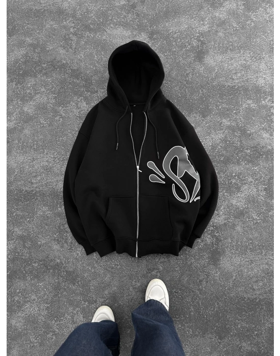 SYN 3 İPLİK PAMUKLU HIRKA SİYAH