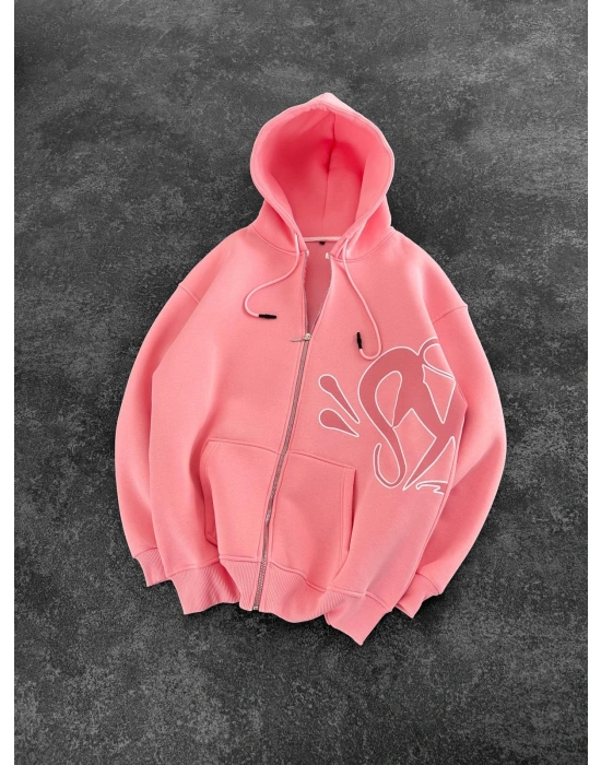 SYN 3 İPLİK PAMUKLU HIRKA PEMBE