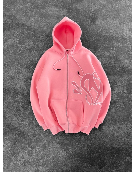 SYN 3 İPLİK PAMUKLU HIRKA PEMBE