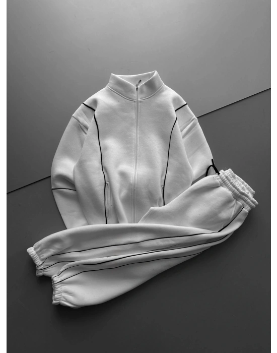 TEK BİYELİ OVERSİZE EŞOFMAN TAKIMI BEYAZ