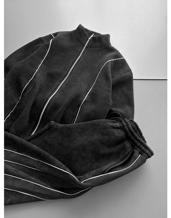 TEK BİYELİ OVERSİZE EŞOFMAN TAKIMI ESKİTME