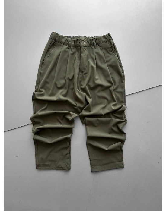 WE11 KUMAŞ BAGGY PILELI PANTOLON YEŞİL