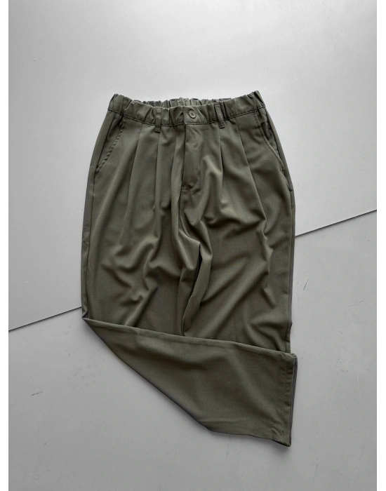 WE11 KUMAŞ BAGGY PILELI PANTOLON YEŞİL