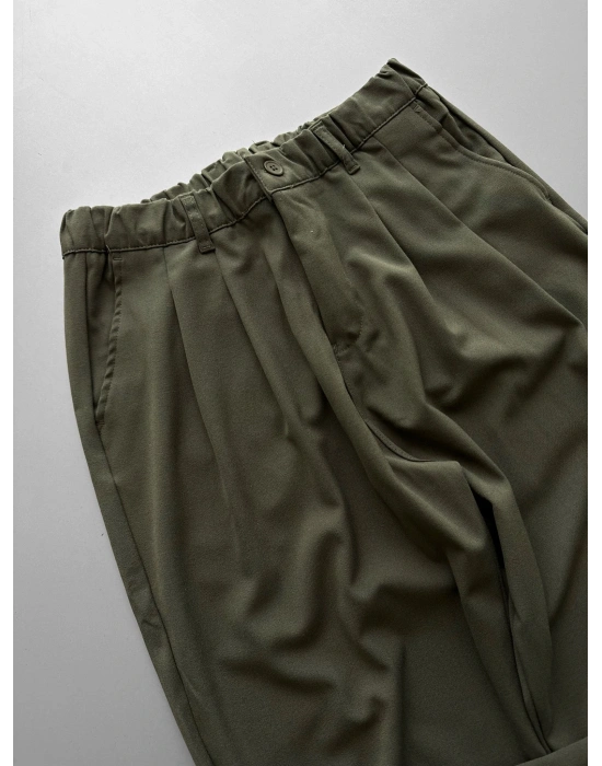 WE11 KUMAŞ BAGGY PILELI PANTOLON YEŞİL