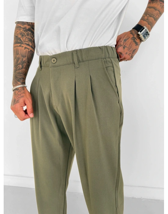 WE11 KUMAŞ BAGGY PILELI PANTOLON YEŞİL