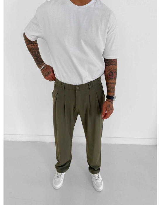 WE11 KUMAŞ BAGGY PILELI PANTOLON YEŞİL