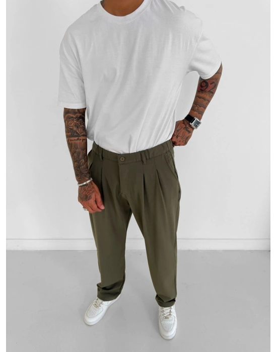 WE11 KUMAŞ BAGGY PILELI PANTOLON YEŞİL