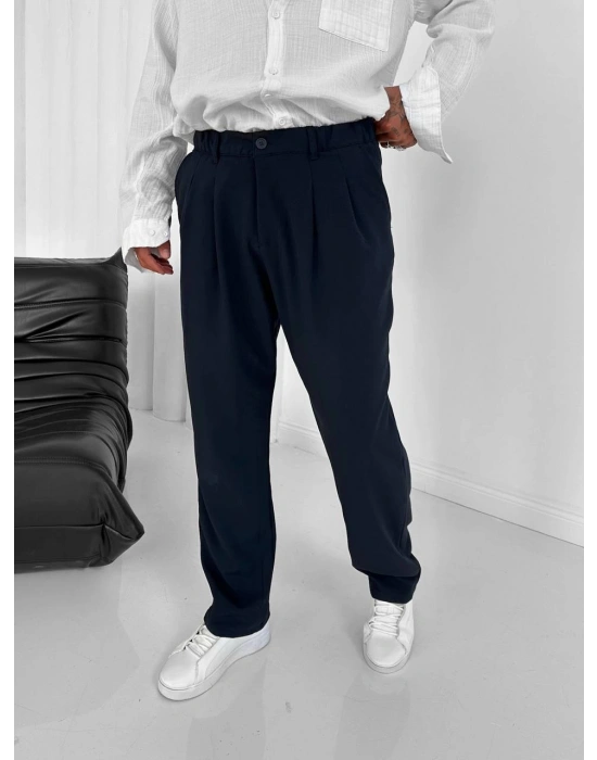 WEL BAGGY LACİVERT PİLELİ PANTOLON