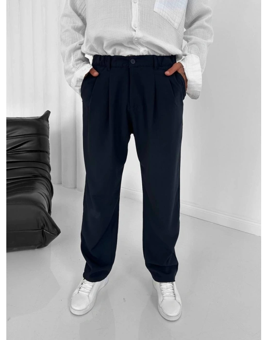 WEL BAGGY LACİVERT PİLELİ PANTOLON