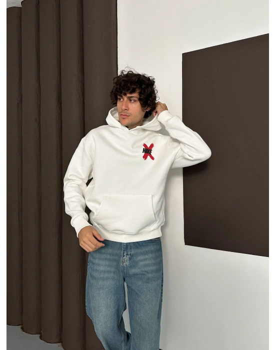 X ÖZEL SERİ NK OVERSİZE KAPÜŞONLU SWEAT BEYAZ