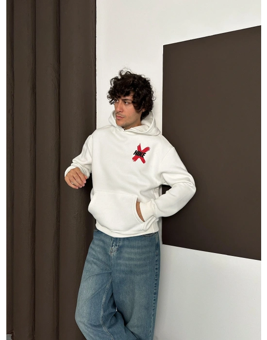 X ÖZEL SERİ NK OVERSİZE KAPÜŞONLU SWEAT BEYAZ