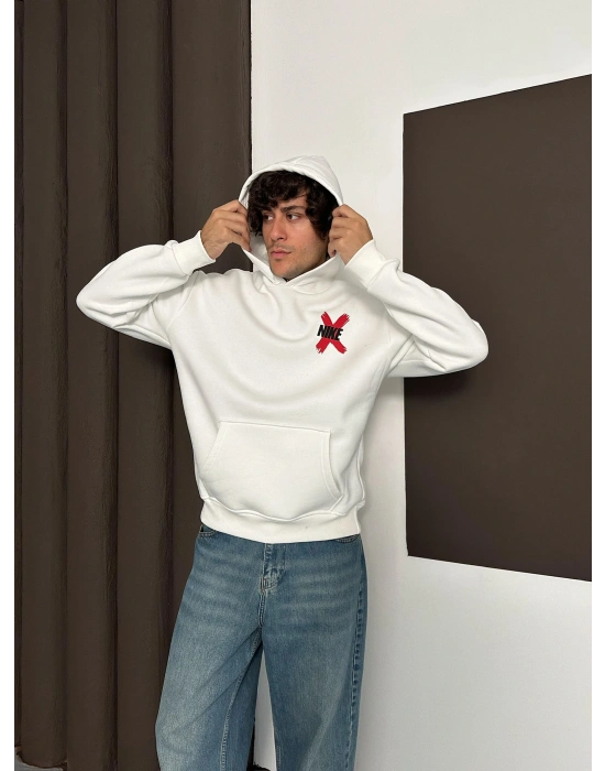 X ÖZEL SERİ NK OVERSİZE KAPÜŞONLU SWEAT BEYAZ