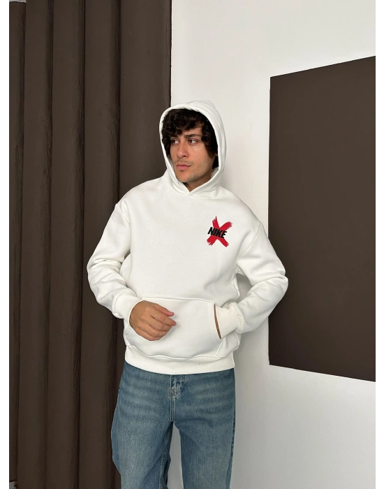 X ÖZEL SERİ NK OVERSİZE KAPÜŞONLU SWEAT BEYAZ